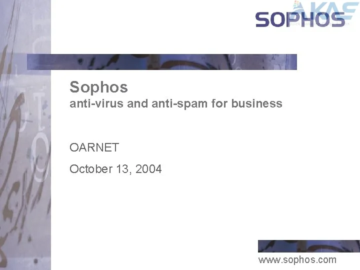 Sophos Anti-Virus Business Sophos Anti-Virus Business