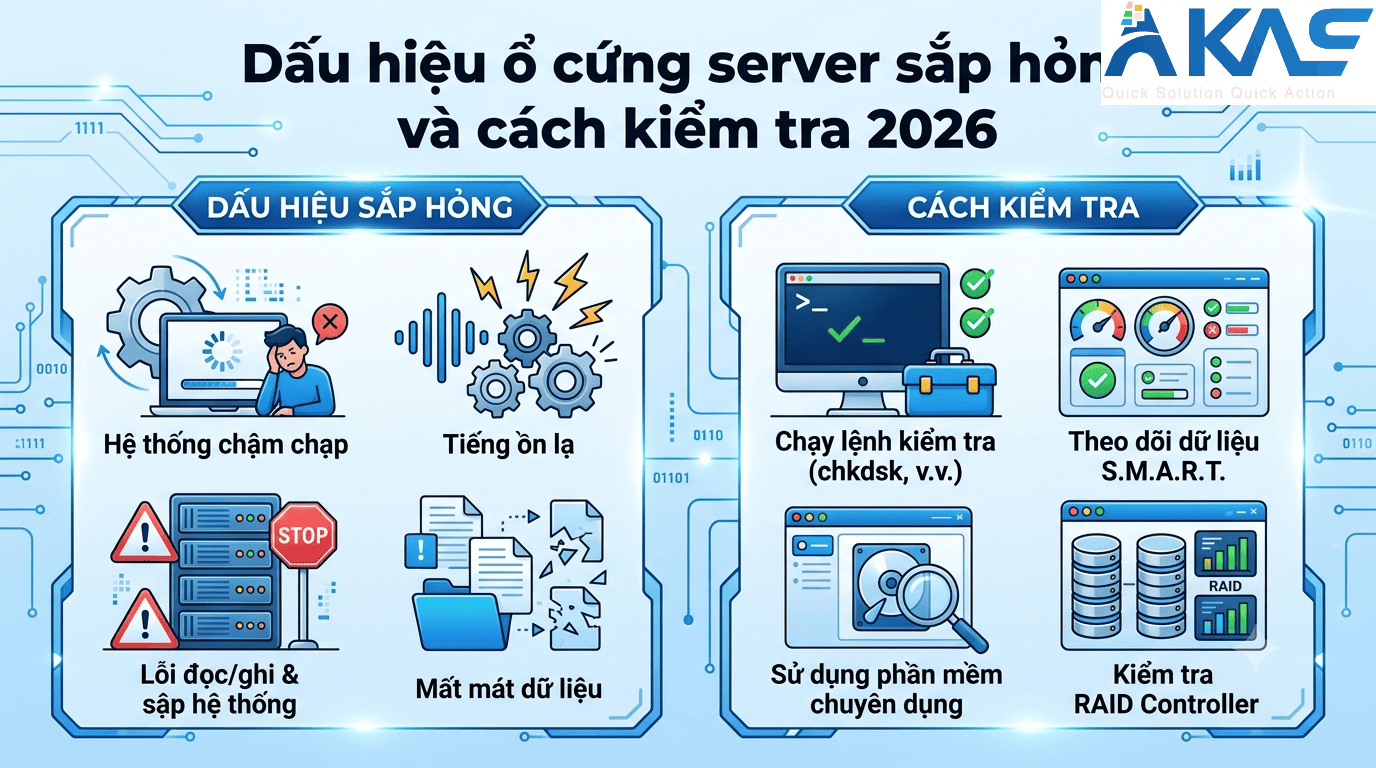 Dấu hiệu ổ cứng server sắp hỏng và cách kiểm tra 2026